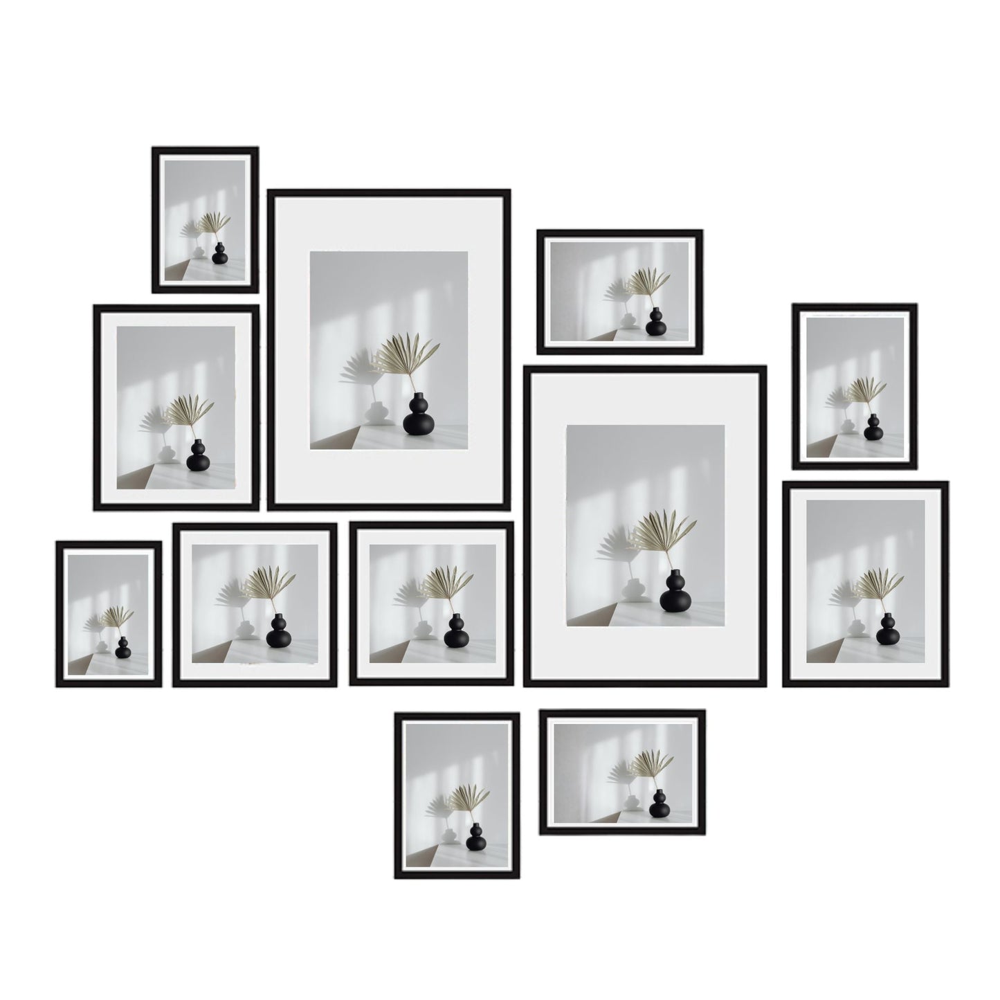 Kitchee 12 Pieces Photo Frame Set - Modern Gallery Wall Mixed Sizes Matt Black-0