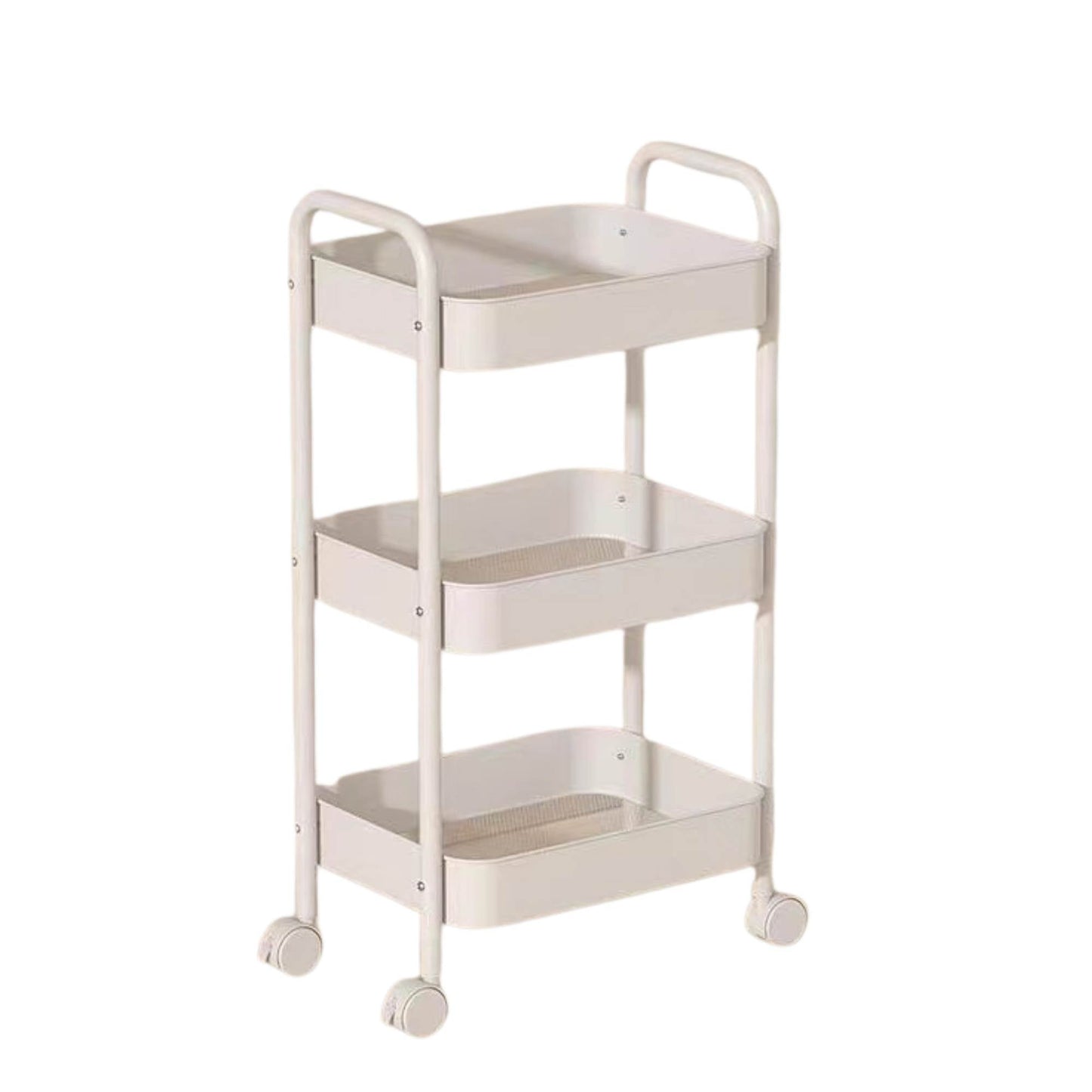 Kitchee 3-Tier Kitchen Storage Cart Trolley with Wheels - Shelf Organiser WHITE-0