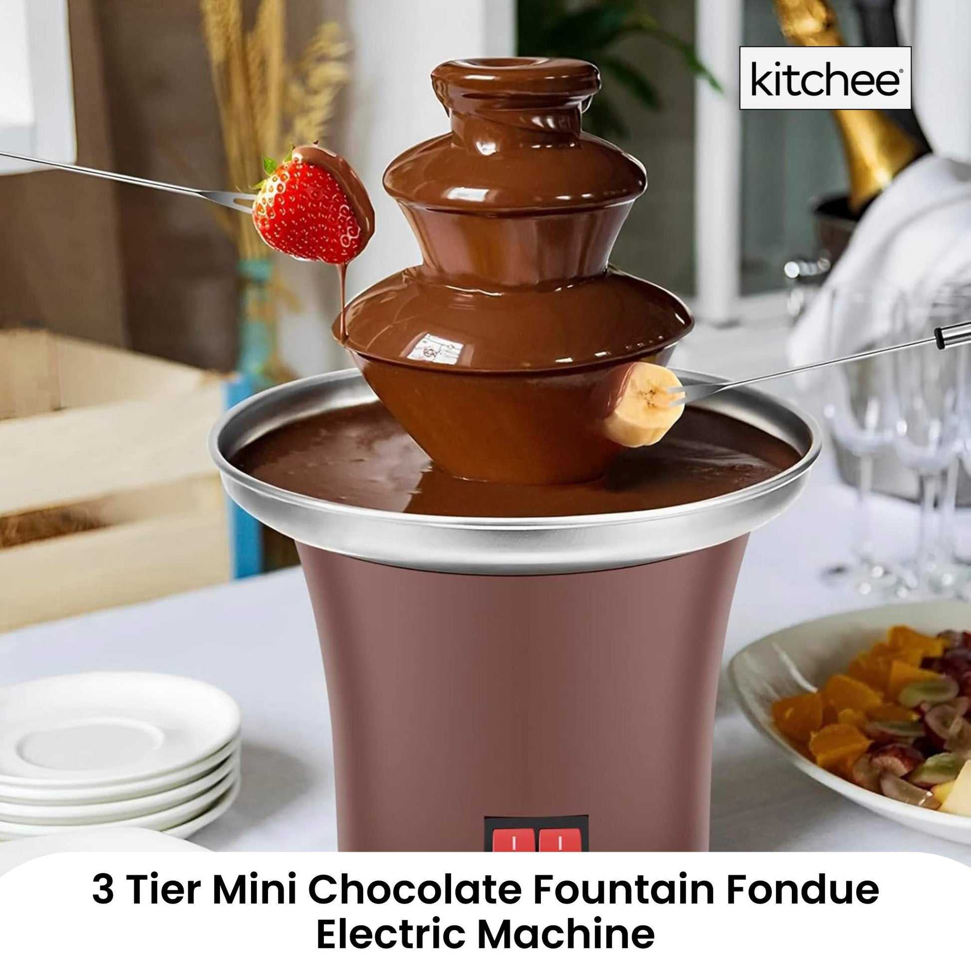 Kitchee 3 Tier Mini Chocolate Fountain Fondue Electric Machine-1