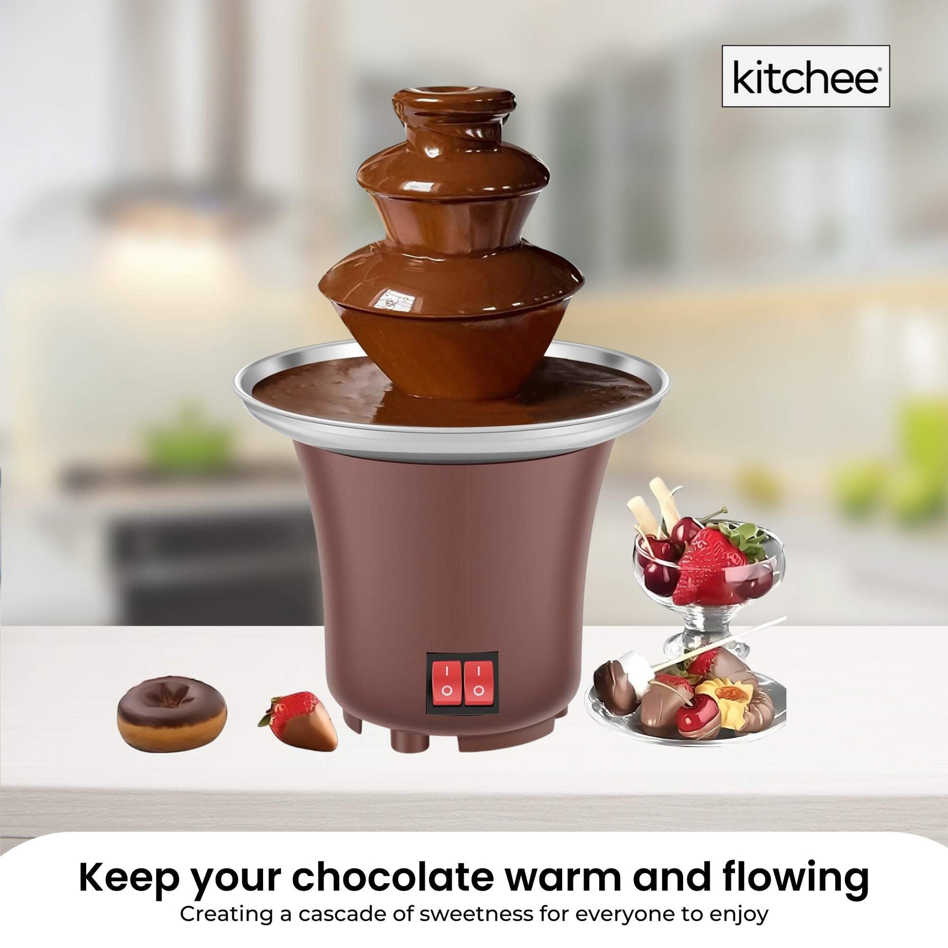 Kitchee 3 Tier Mini Chocolate Fountain Fondue Electric Machine-2