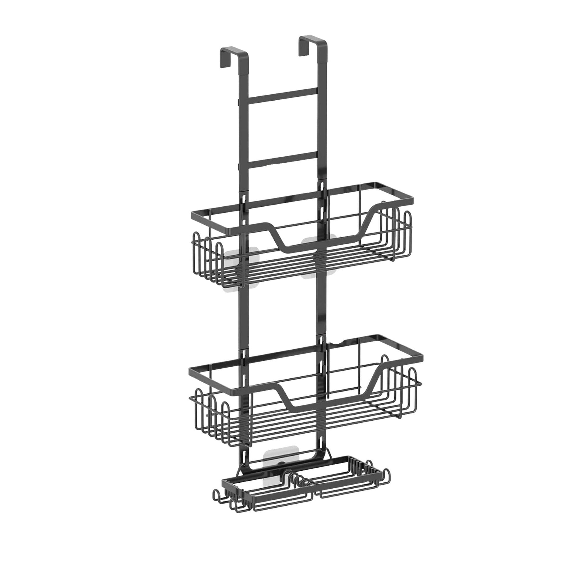 Kitchee 3 Tier Shower Caddy Over Door Bathroom Hanging Shelf Storage Rack Black-0