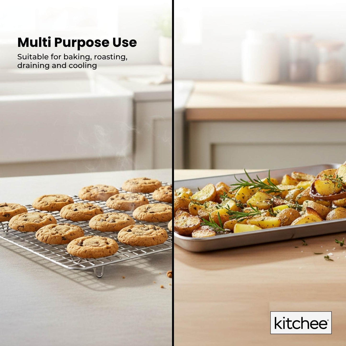 Kitchee 40.5x30.5cm Oven Baking Tray + Cooling Rack 4 Piece Stainless Steel-4