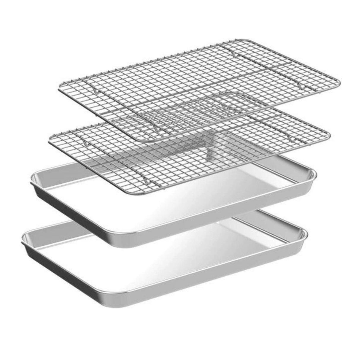 Kitchee 40.5x30.5cm Oven Baking Tray + Cooling Rack 4 Piece Stainless Steel-0