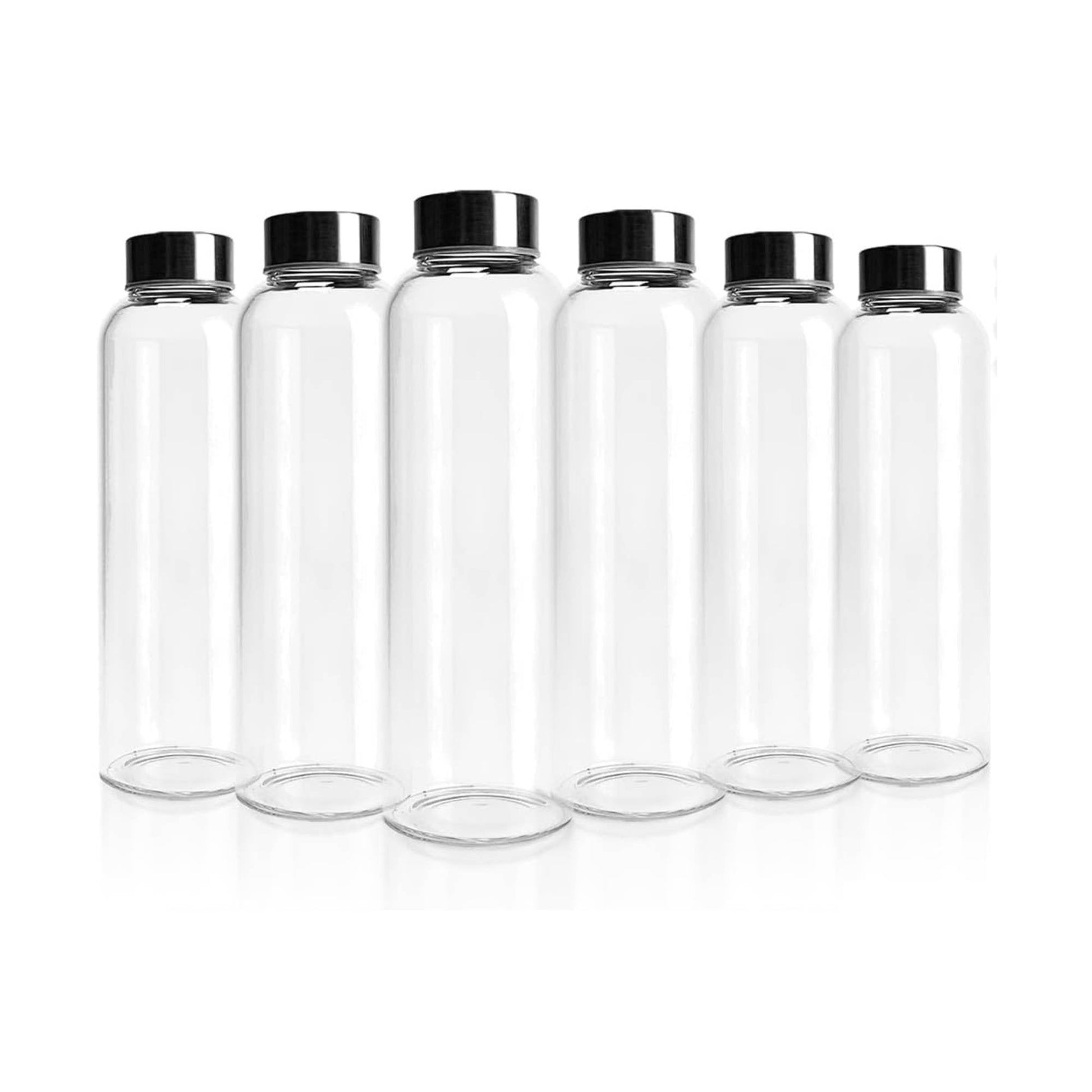Kitchee 500ml Glass Water Bottle with Stainless Steel Lid - Set of 6 Drink Bottles-0