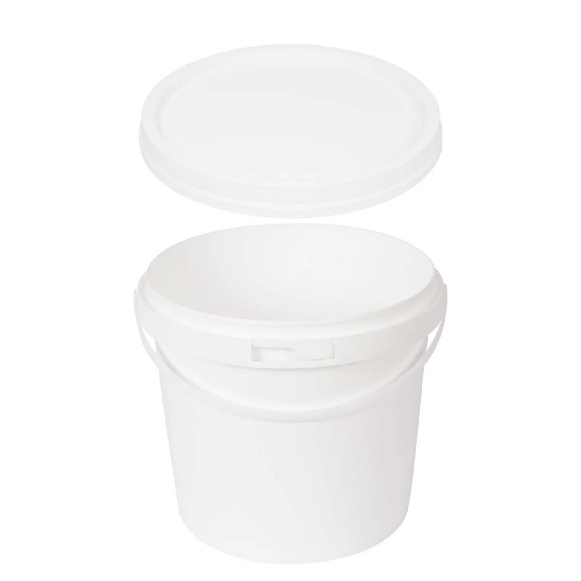 Kitchee Bulk 10x 5L Plastic Buckets + Lids - Empty White With Handle Large Pail-0