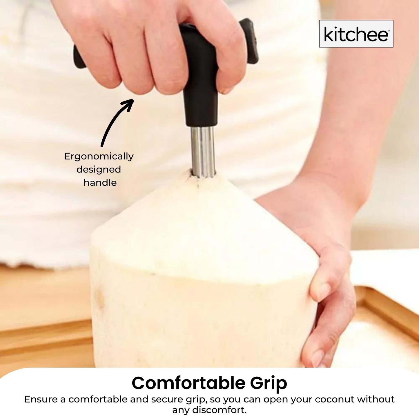 Kitchee Coconut Opener - Stainless Steel Hole Punch Kitchen Tool-3