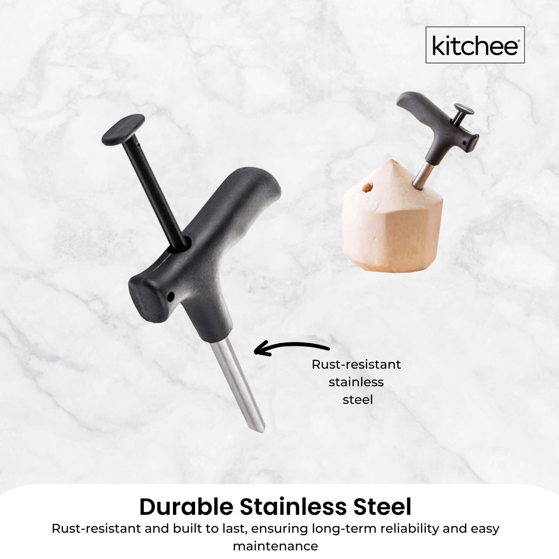 Kitchee Coconut Opener - Stainless Steel Hole Punch Kitchen Tool-4