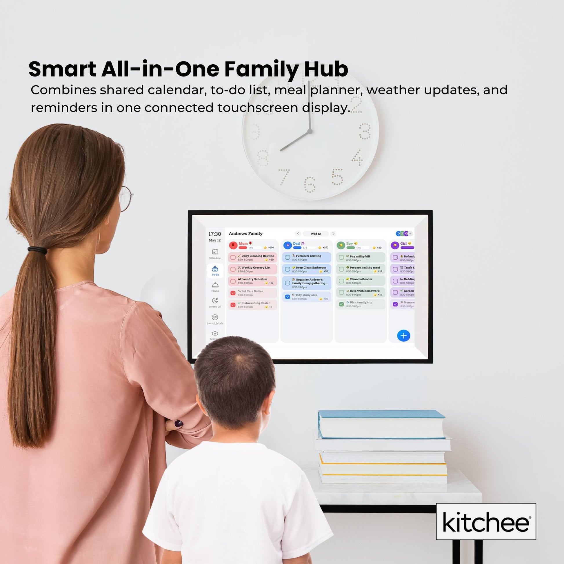 Kitchee Digital Calendar Smart Family Planner - 39.5cm Touchscreen Display Black-2