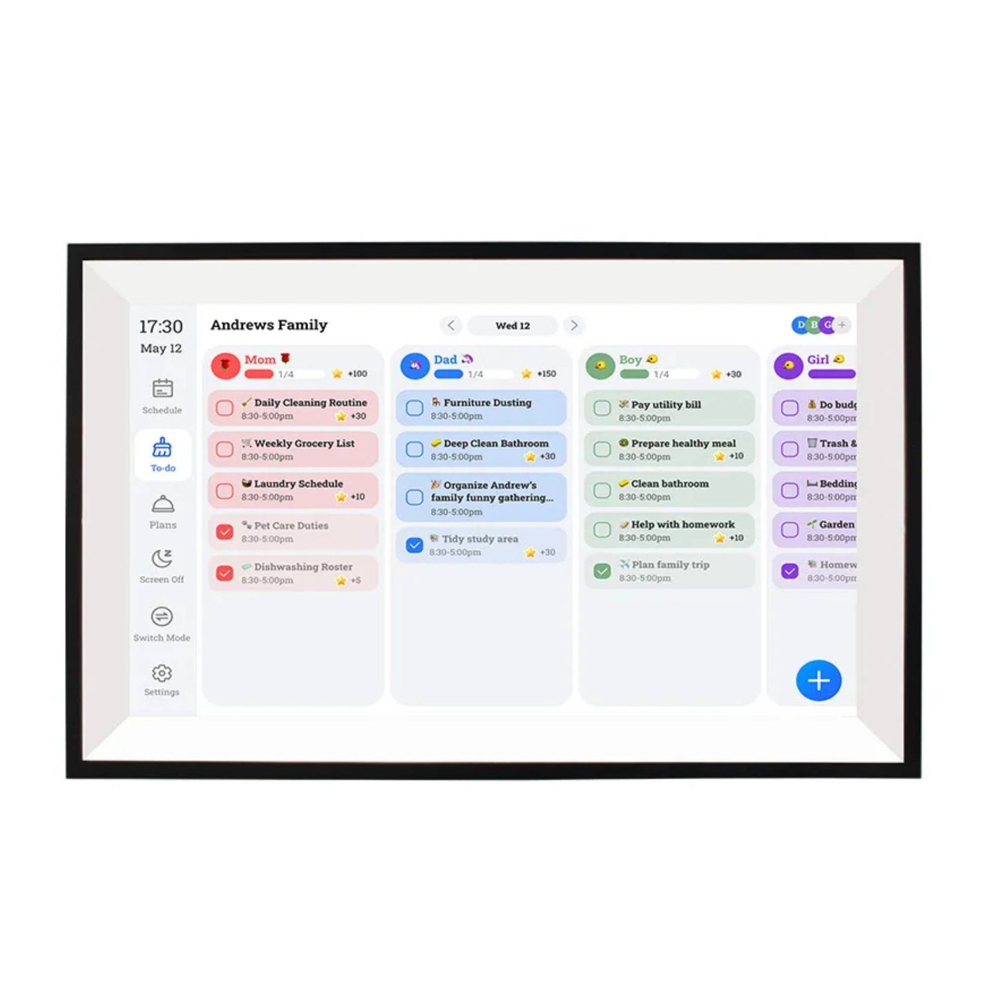 Kitchee Digital Calendar Smart Family Planner - 39.5cm Touchscreen Display Black-0