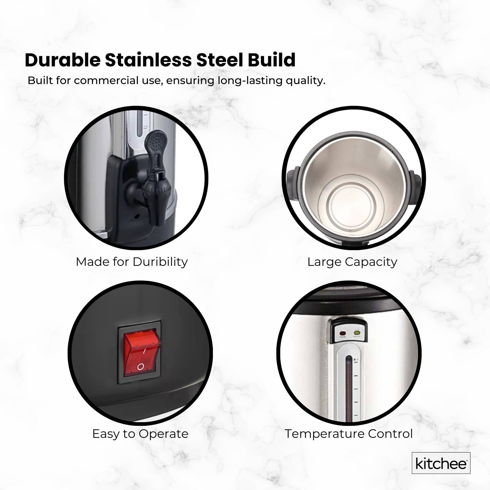 Kitchee Electric Stainless Steel Water Boiler - Commercial Hot Liquid Urn-2