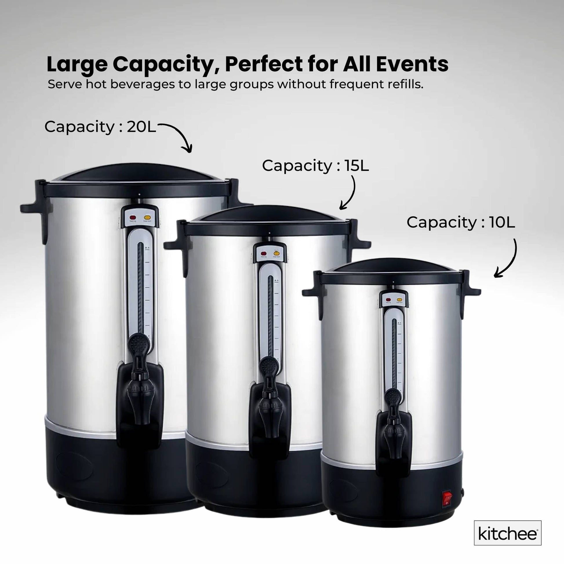 Kitchee Electric Stainless Steel Water Boiler - Commercial Hot Liquid Urn-4