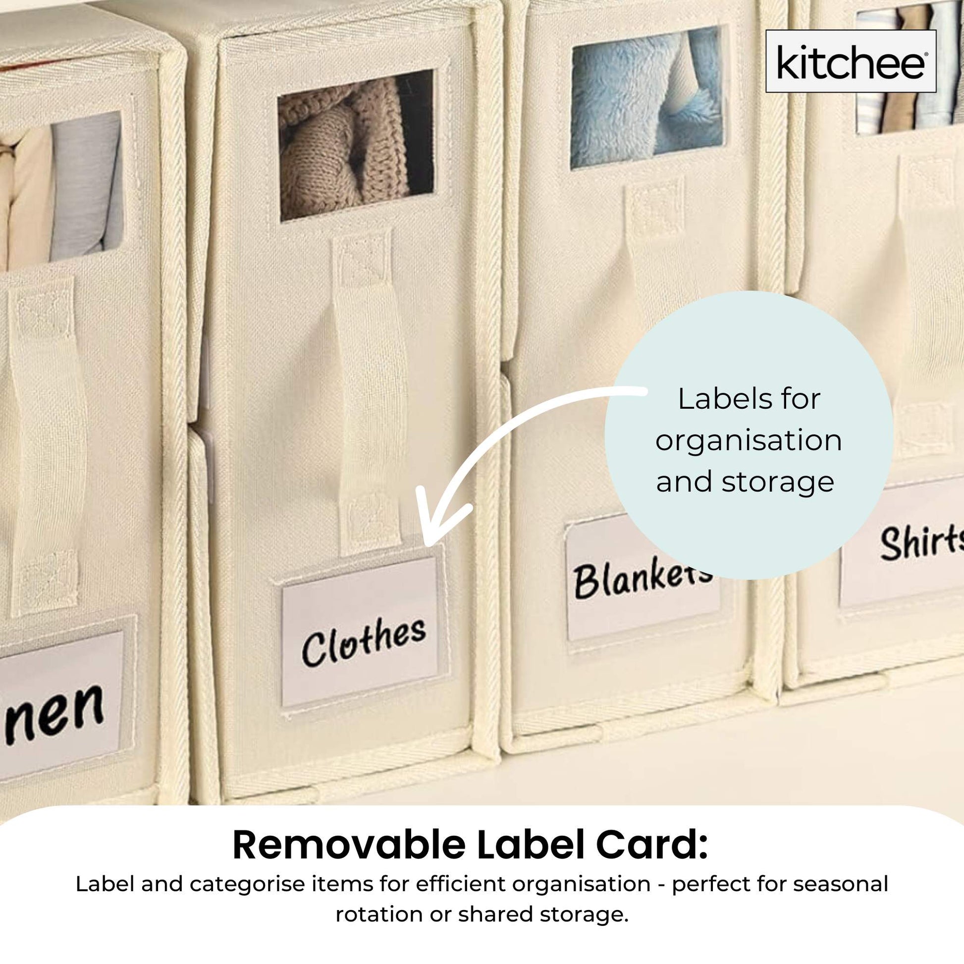 Kitchee Foldable Bed Sheet Storage Boxes – Linen Blanket & Closet Organiser Beige-4