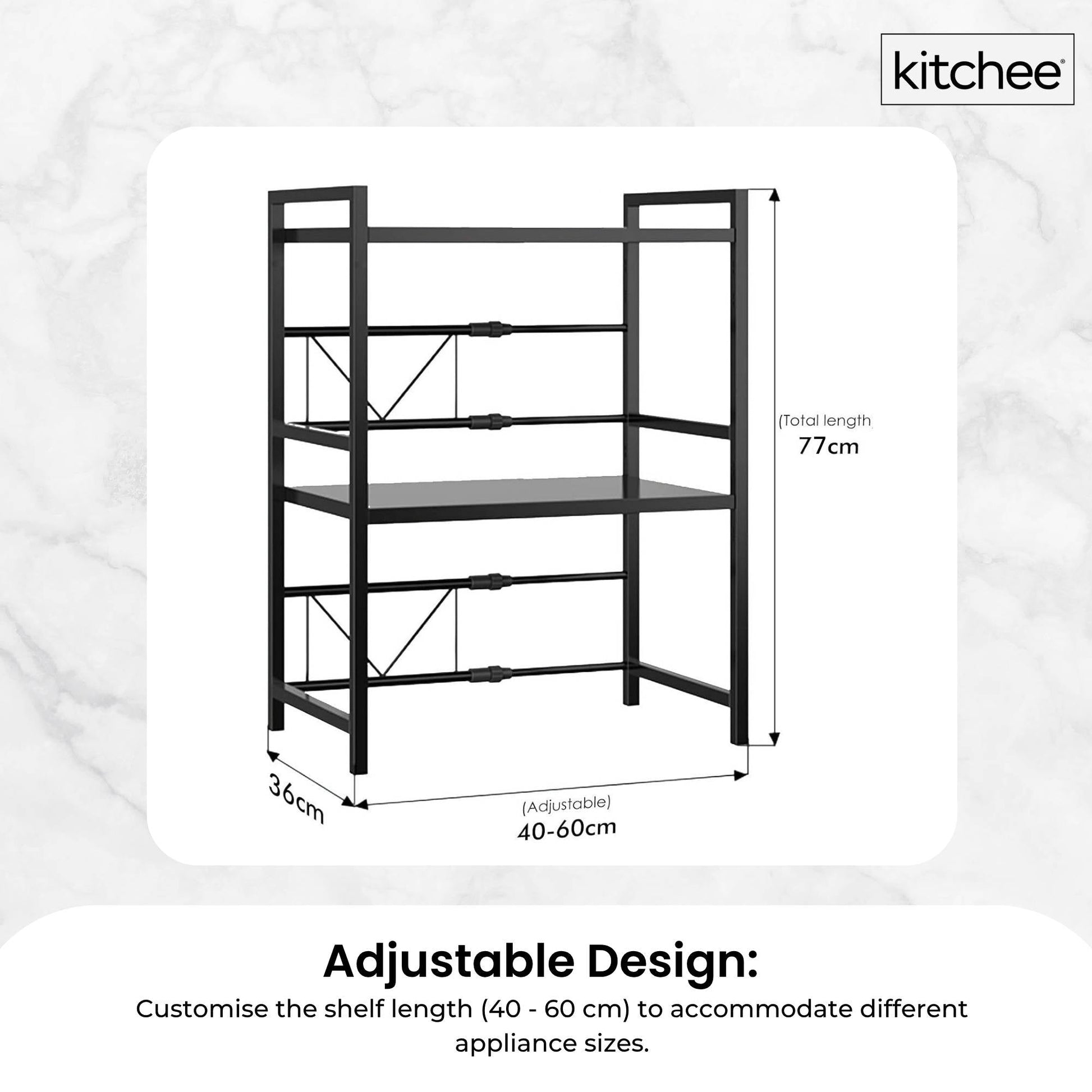 Kitchee Microwave Double Shelf - Expanding Storage Rack Kitchen Organiser Stand-2