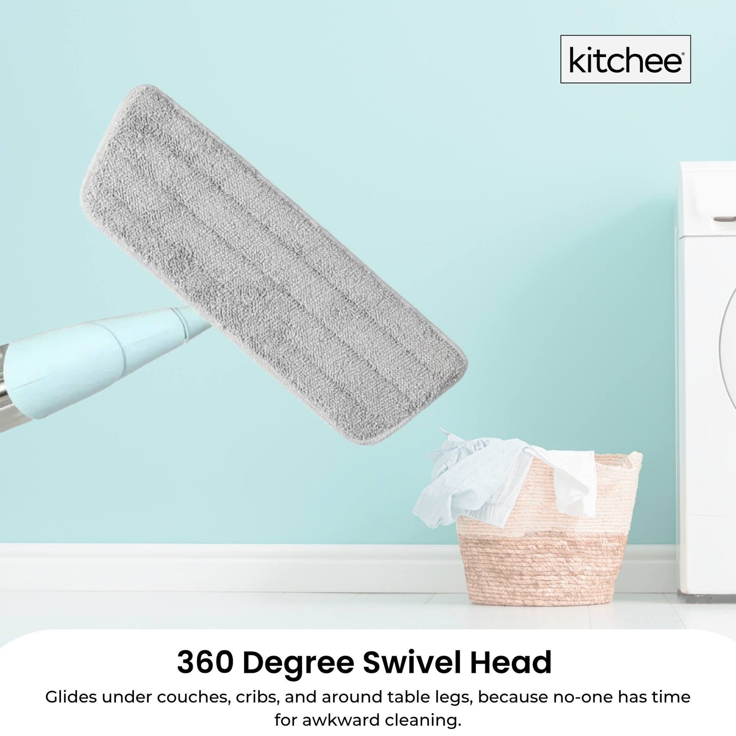 Kitchee Refillable Spray Floor Mop with Reusable & Washable Multi-Surface Microfibre Pad-3