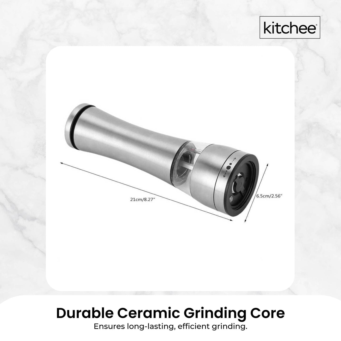 Kitchee Stainless Steel Salt Pepper Spice Grinder Mill - Adjustable Coarseness-3