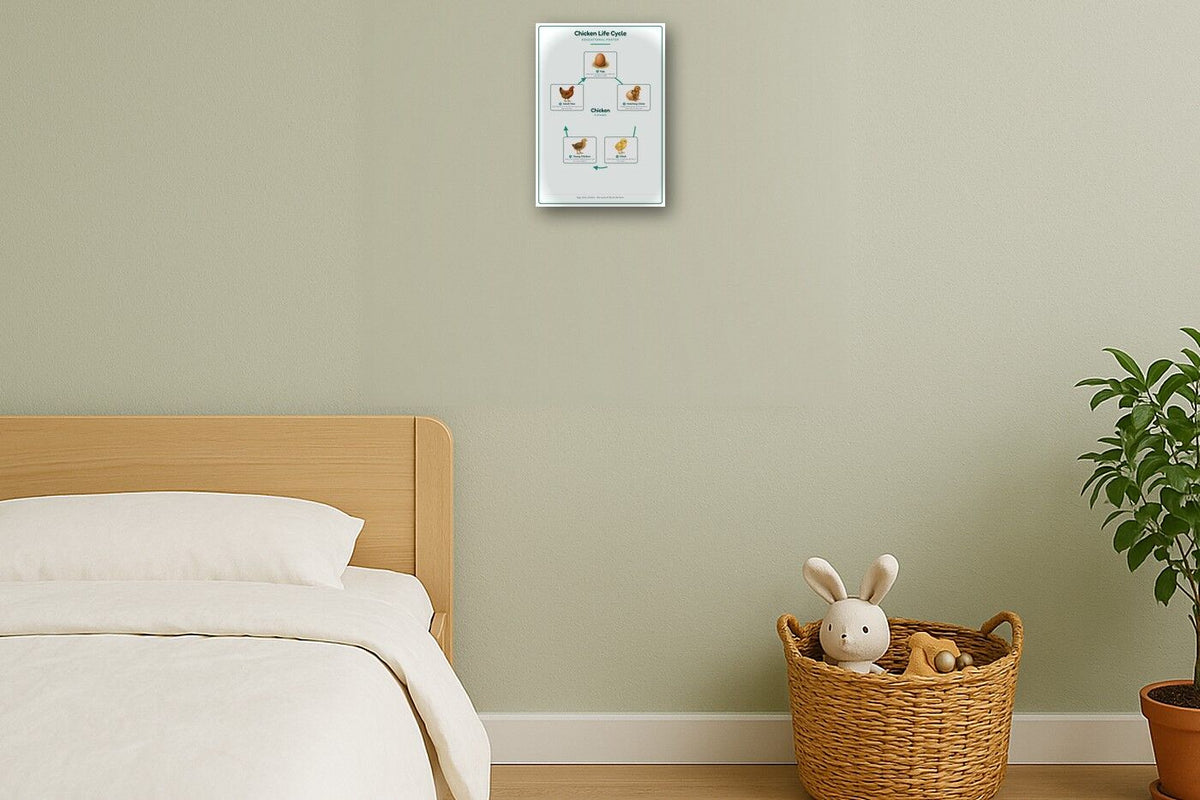 Chicken Life Cycle: A4 Matte Laminated Educational Poster Print - 210x297mm