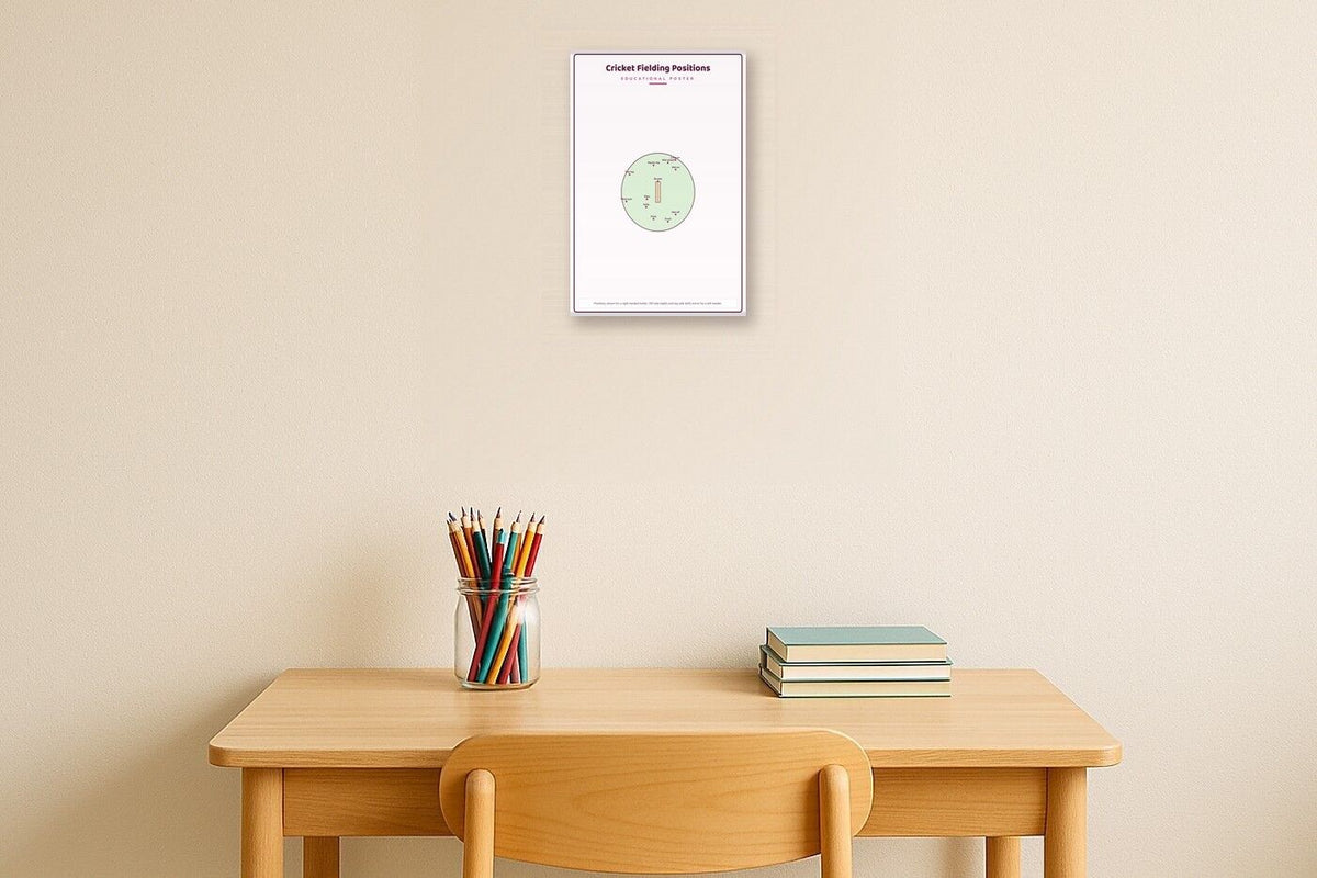 Cricket Fielding Positions: A4 Matte Laminated Educational Poster Print - 210x297mm