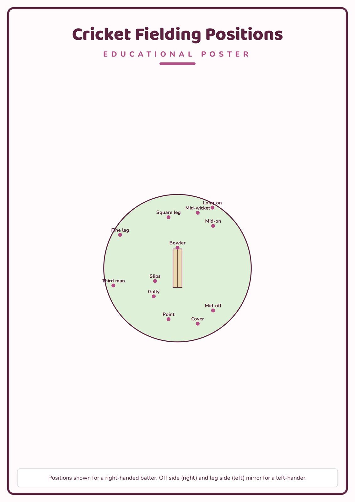 Cricket Fielding Positions: A4 Matte Laminated Educational Poster Print - 210x297mm