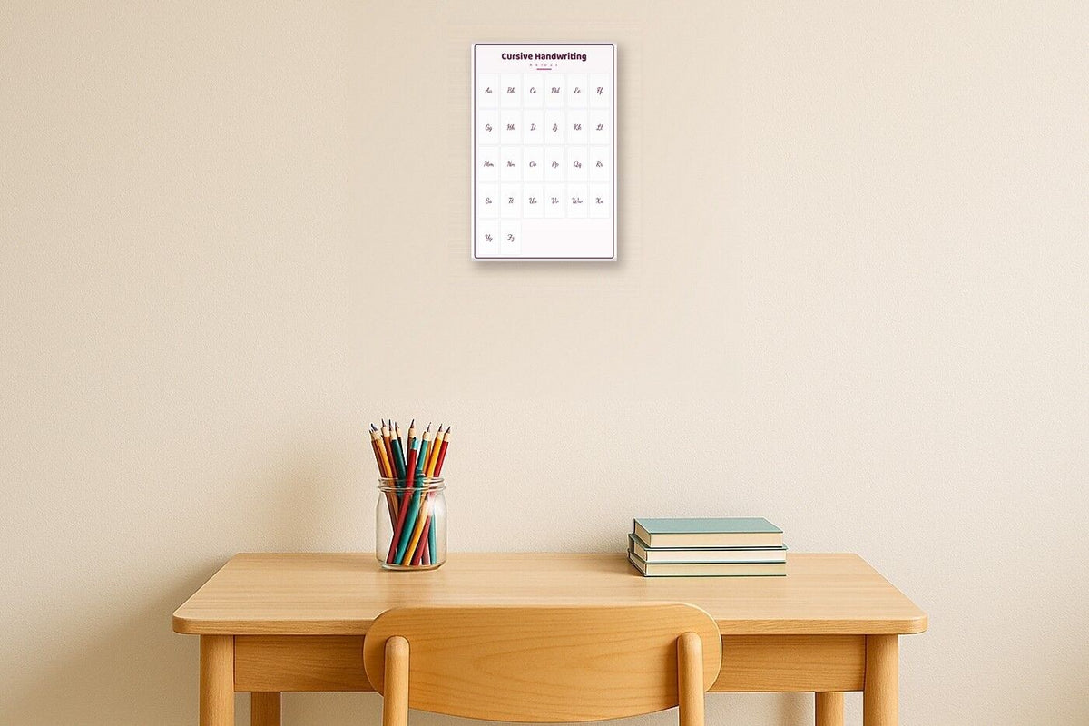 Cursive Handwriting: A4 Matte Laminated Educational Poster Print - 210x297mm