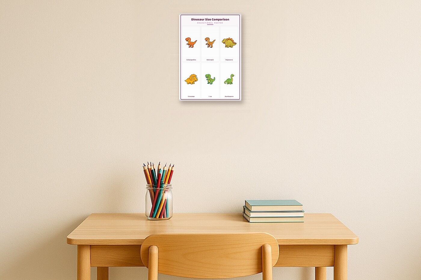 Dinosaur Size Comparison: A4 Matte Laminated Educational Poster Print - 210x297mm