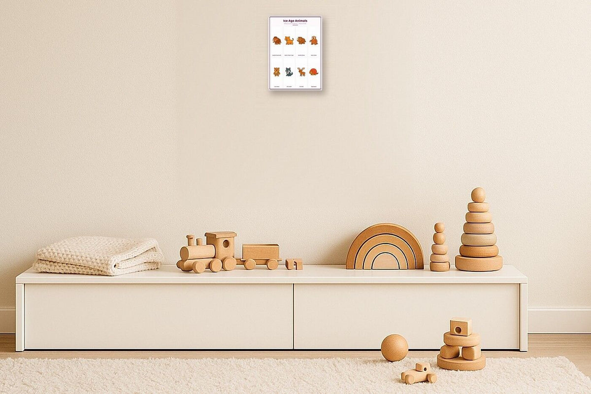 Ice Age Animals: A4 Matte Laminated Educational Poster Print - 210x297mm