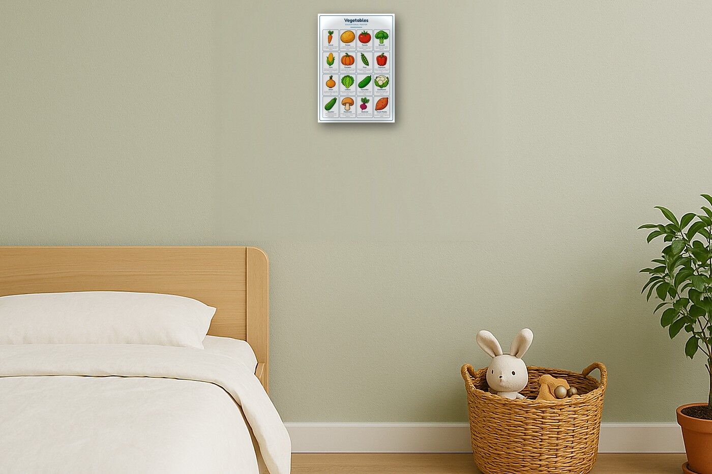 Vegetables: A4 Matte Laminated Educational Poster Print - 210x297mm