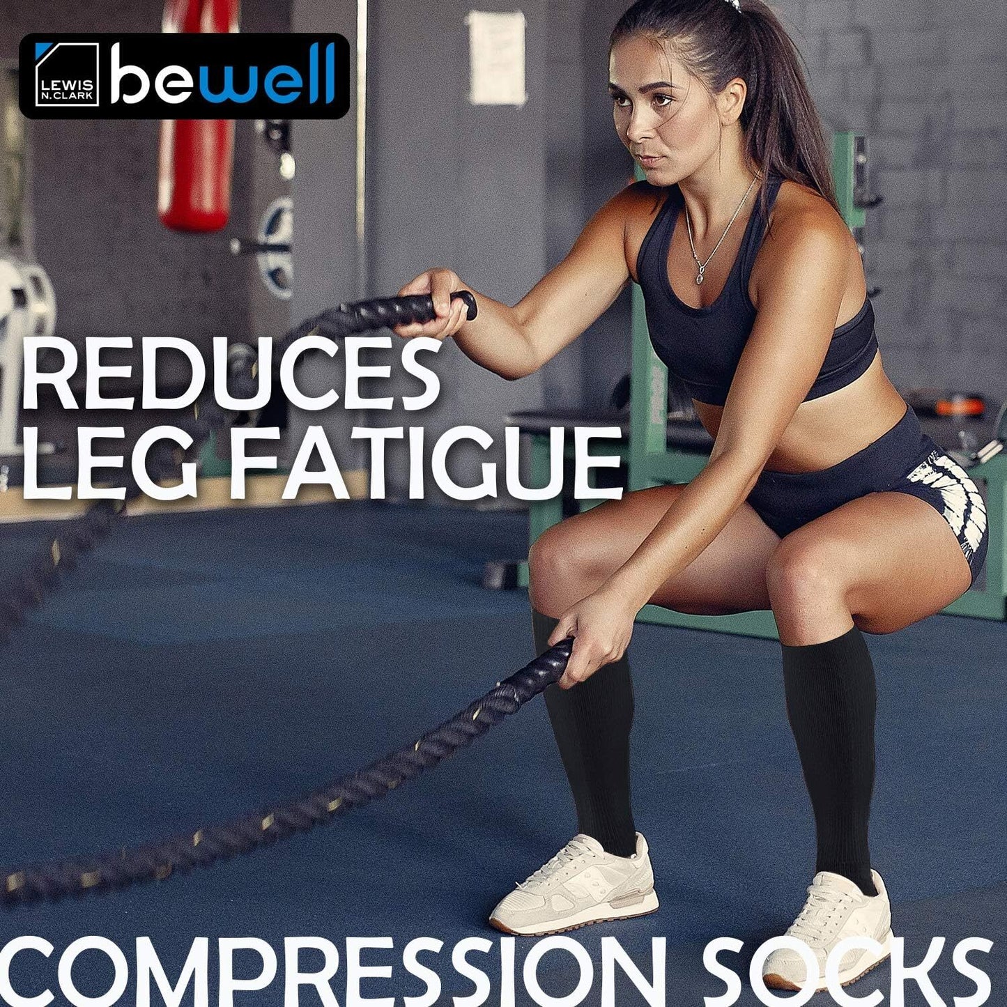 Lewis N. Clark Compact Travel Compression Socks Anti Fatigue Support - Black (Medium Size)