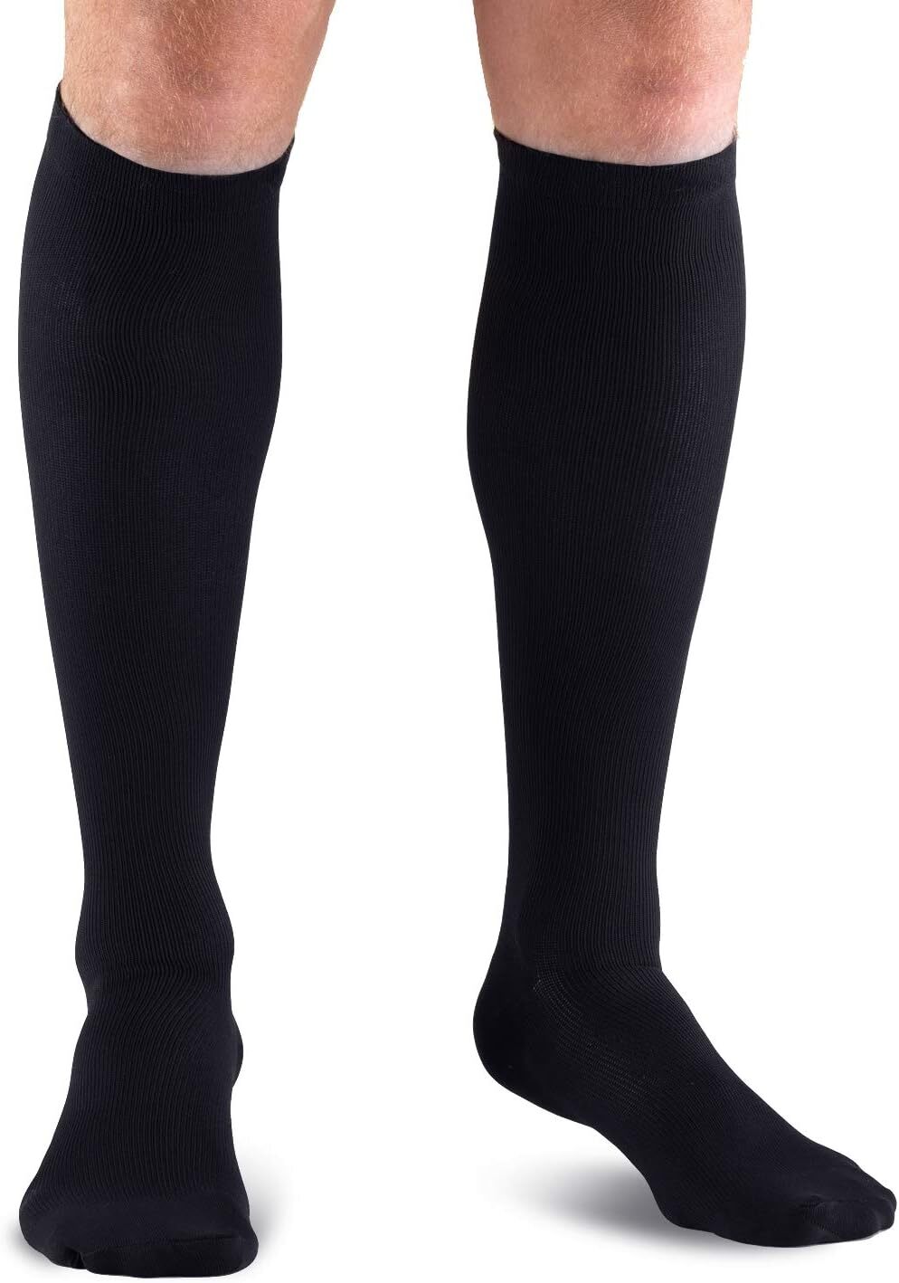 Lewis N. Clark Compact Travel Compression Socks Anti Fatigue Support - Black (Medium Size)