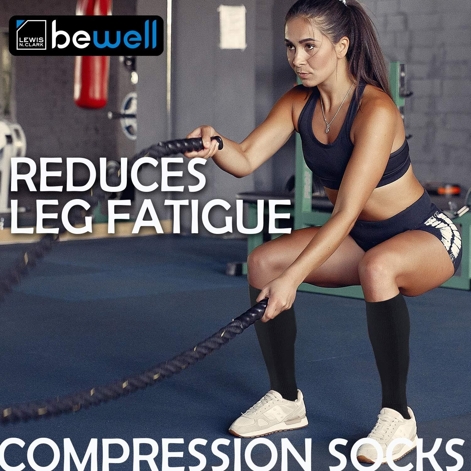 Lewis N. Clark Compact Travel Compression Socks Anti Fatigue Support - Black - One Size-4