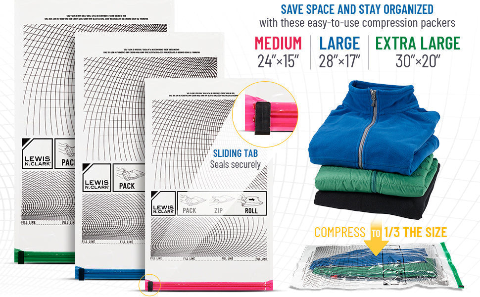 8x Lewis N. Clark Compression Bag Clothes Seal Storage Bags Space Saver Travel-4
