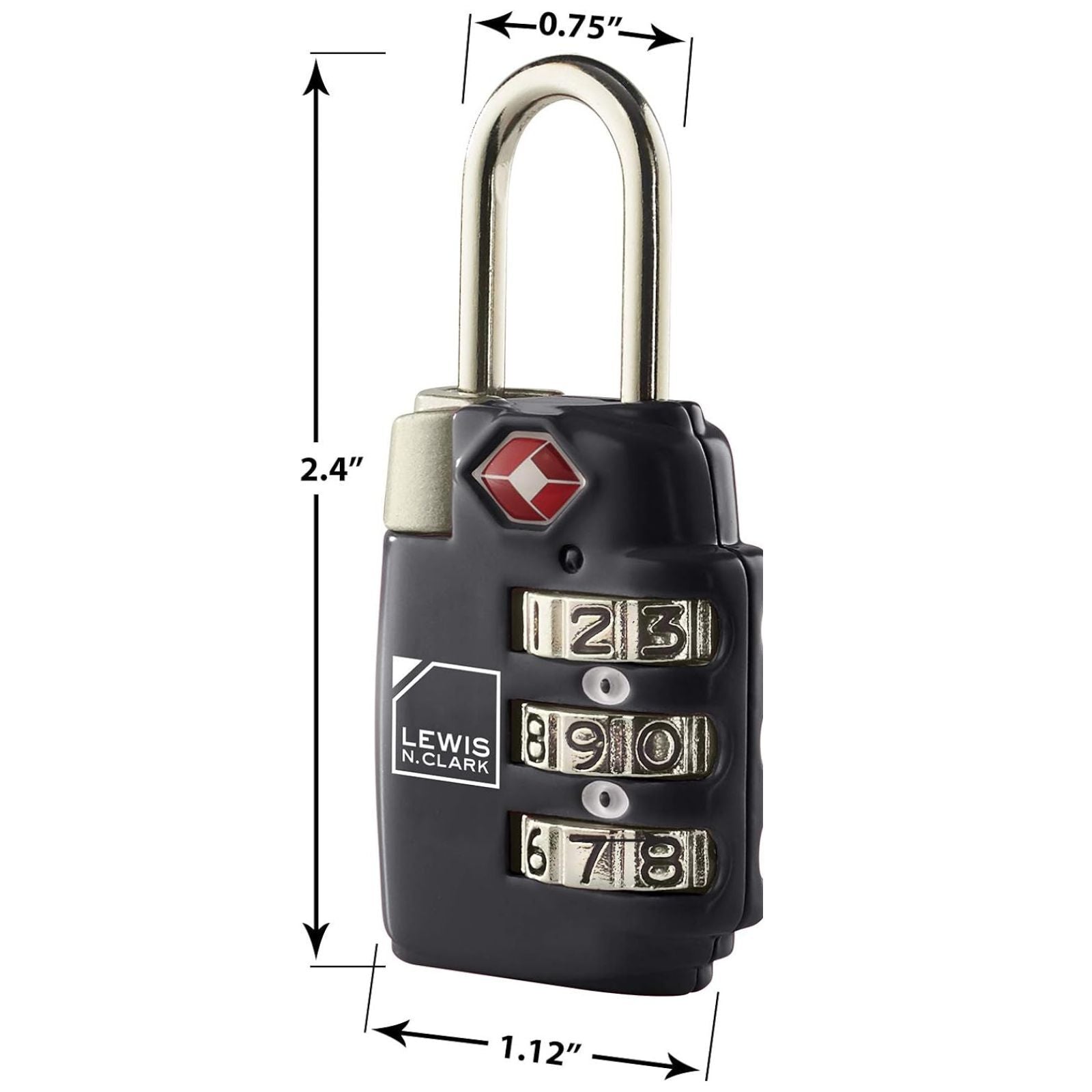 3x Lewis N Clark TSA Lock Combination Travel Luggage Padlock - Black-2