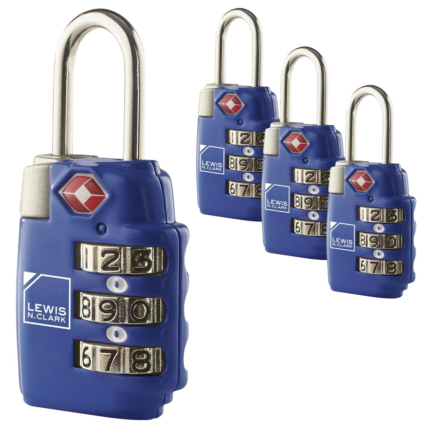 4x Lewis N Clark TSA Approved Combination Lock Travel Luggage Padlock - Blue-1