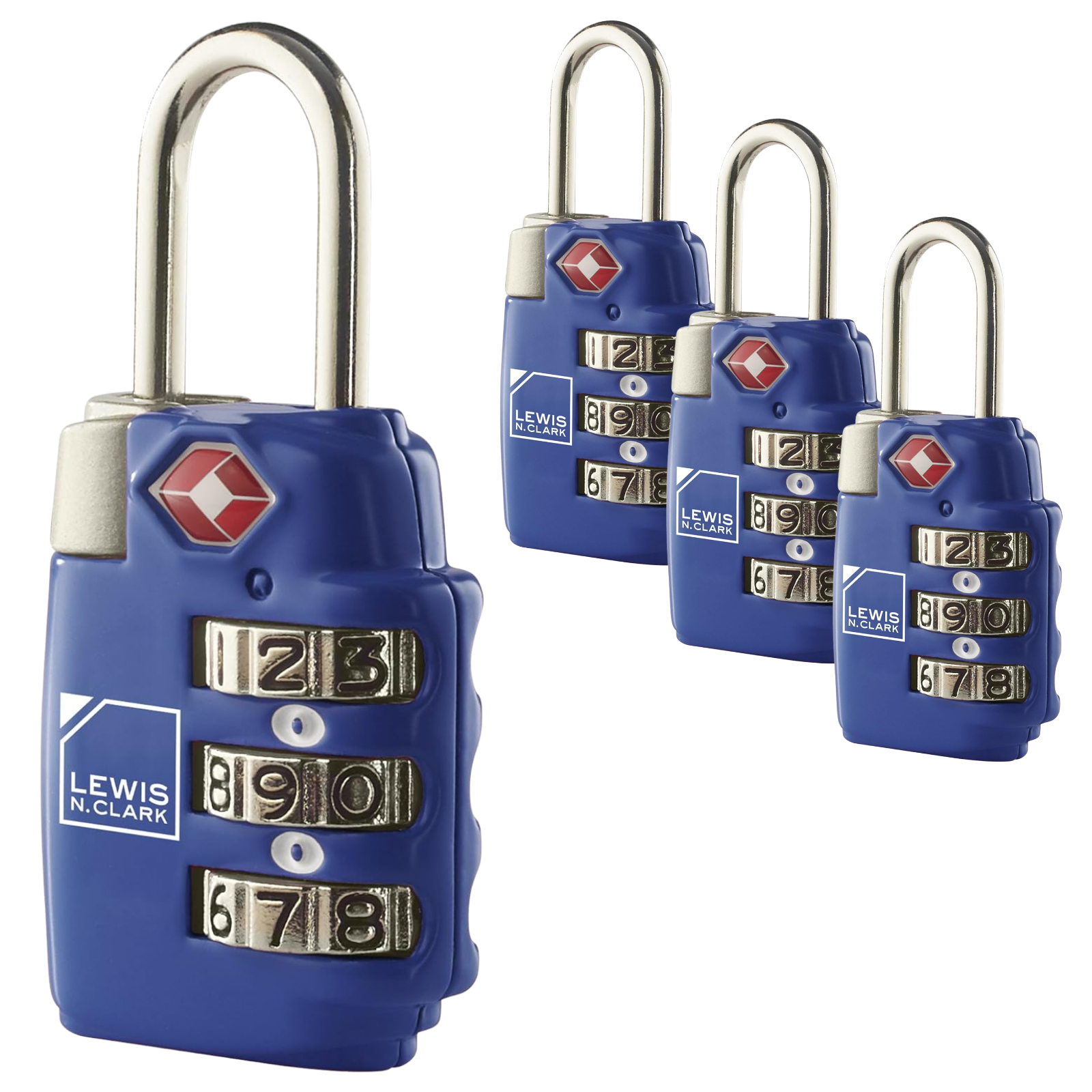 4x Lewis N Clark TSA Approved Combination Lock Travel Luggage Padlock - Blue-1