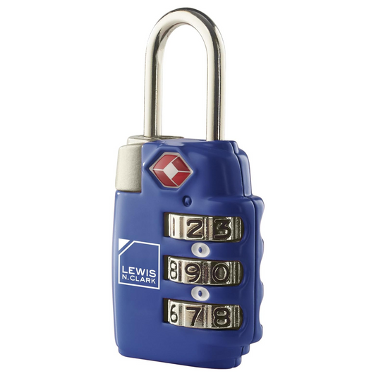 1x Lewis N Clark TSA Approved Combination Lock Travel Luggage Padlock - Blue-0