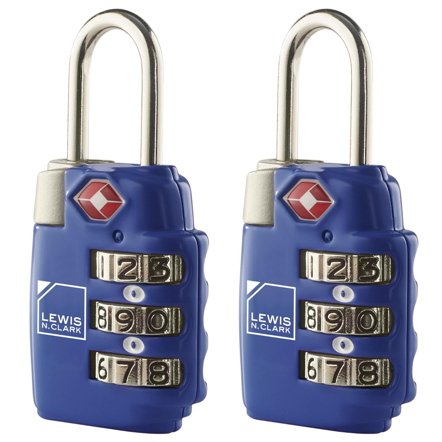 2x Lewis N Clark TSA Approved Combination Lock Travel Luggage Padlock - Blue-0