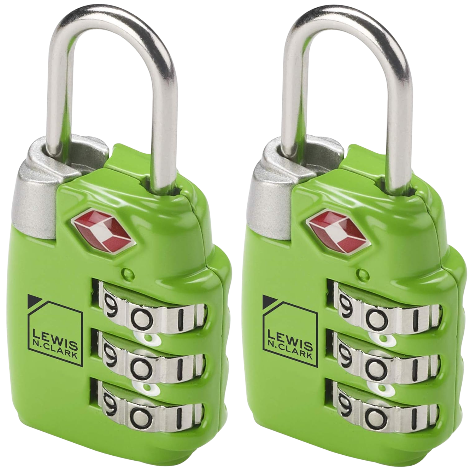 2x Lewis N Clark TSA Approved Combination Lock Travel Luggage Padlock - Green-0