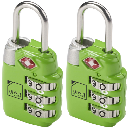 2x Lewis N Clark TSA Approved Combination Lock Travel Luggage Padlock - Green-0