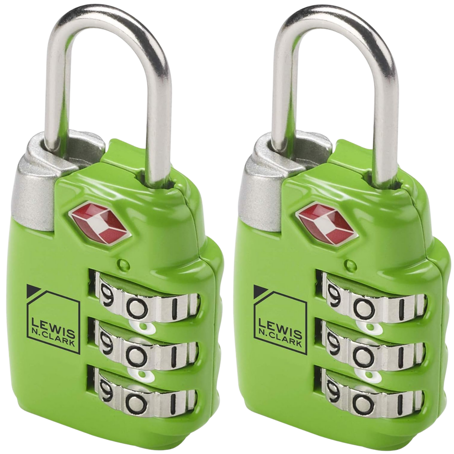 2x Lewis N Clark TSA Approved Combination Lock Travel Luggage Padlock - Green-1