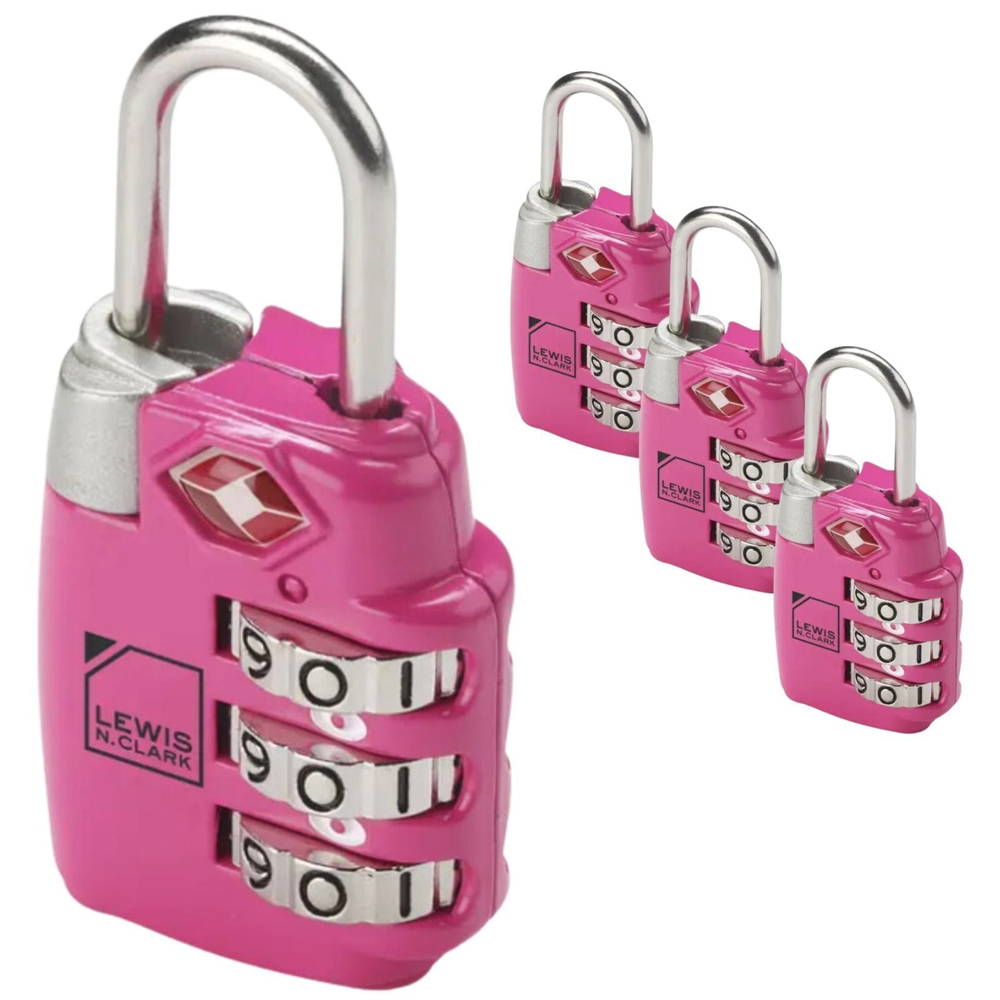 4x Lewis N. Clark PadLock Suitcase TSA Approved Combination Lock Travel - Pink-0