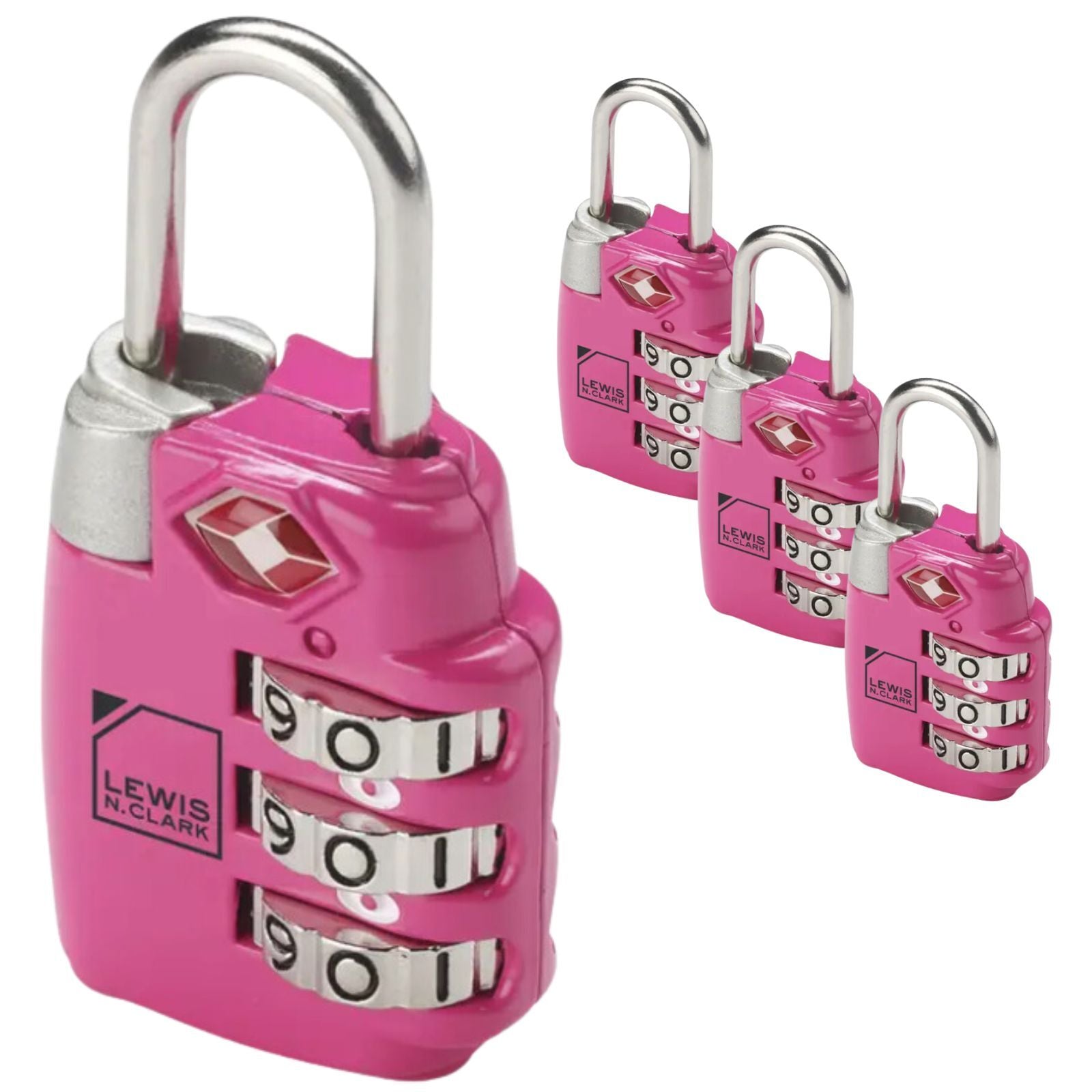 4x Lewis N. Clark PadLock Suitcase TSA Approved Combination Lock Travel - Pink-0