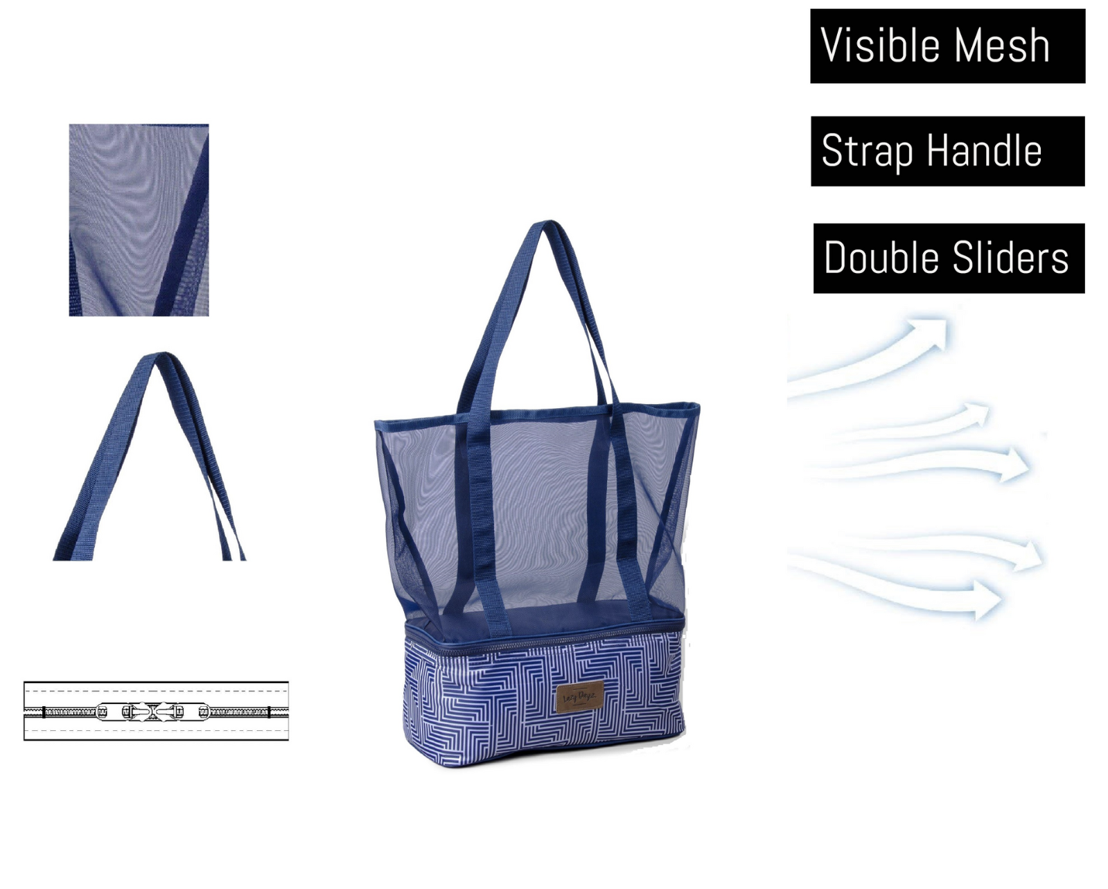 Extra Large 2-in-1 Insulated Mesh Tote Bag Zipper Cooler Picnic Storage Beach Makena-1