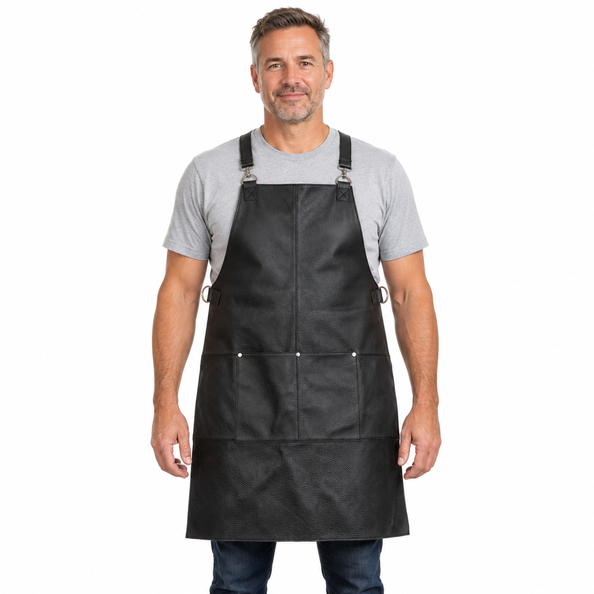 2x BUFFALO LEATHER APRON Cooking Chef Hairdresser Waterproof Durable - Black