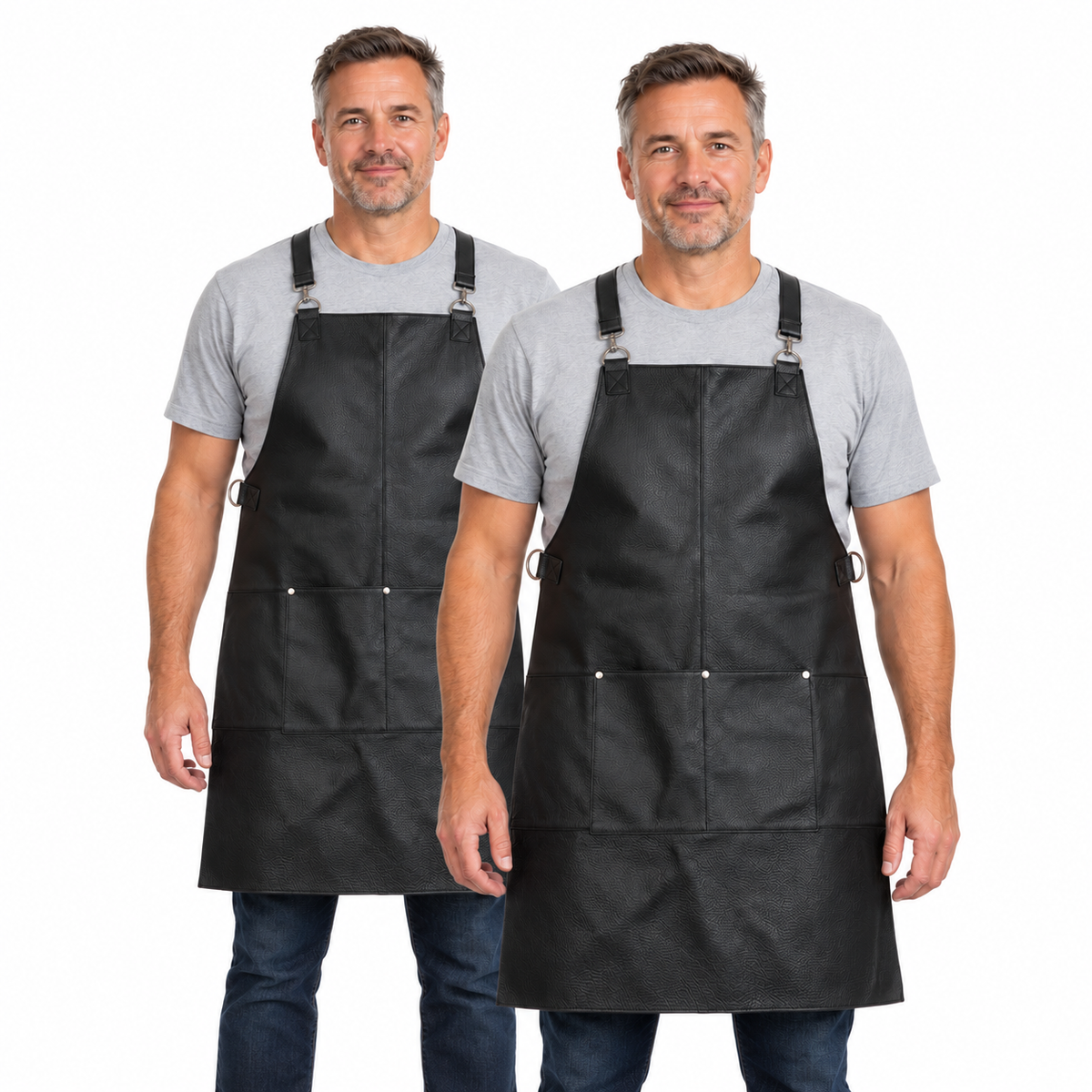 2x BUFFALO LEATHER APRON Cooking Chef Hairdresser Waterproof Durable - Black