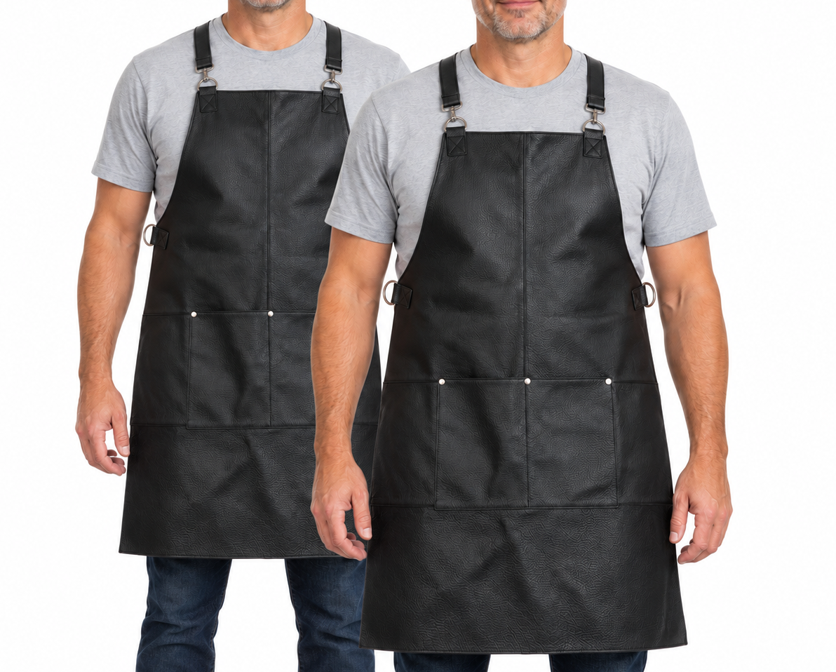 2x BUFFALO LEATHER APRON Cooking Chef Hairdresser Waterproof Durable - Black