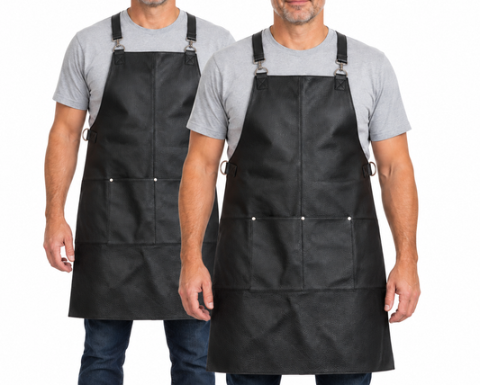 2x BUFFALO LEATHER APRON Cooking Chef Hairdresser Waterproof Durable - Black