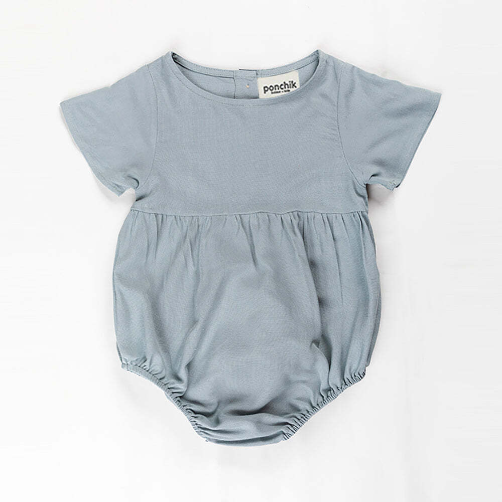 Ponchik Babies + Kids - Linen Romper - Capri Blue - Size 2y Only-1