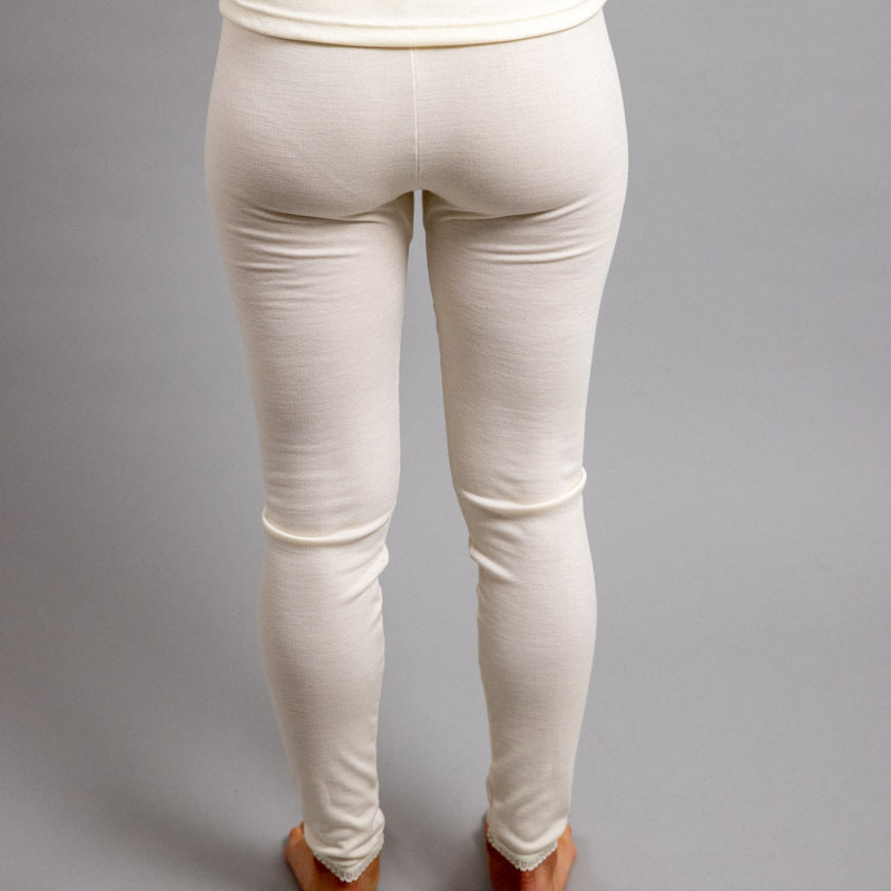 Ladies Merino Wool Blend Long John Janes Thermal Pants Underwear - Beige-4