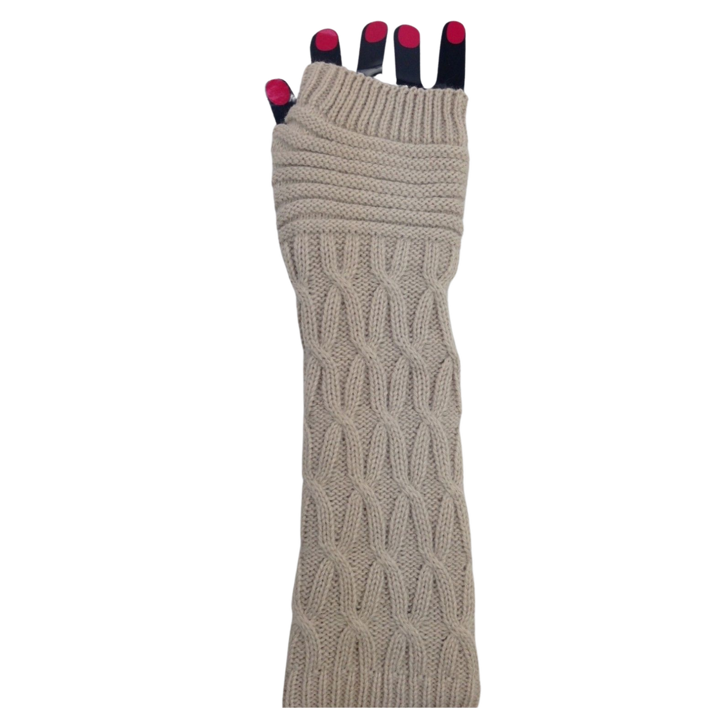 1 Pair Womens Arm Warmers Fingerless Gloves Knitted Long Winter - Assorted-2
