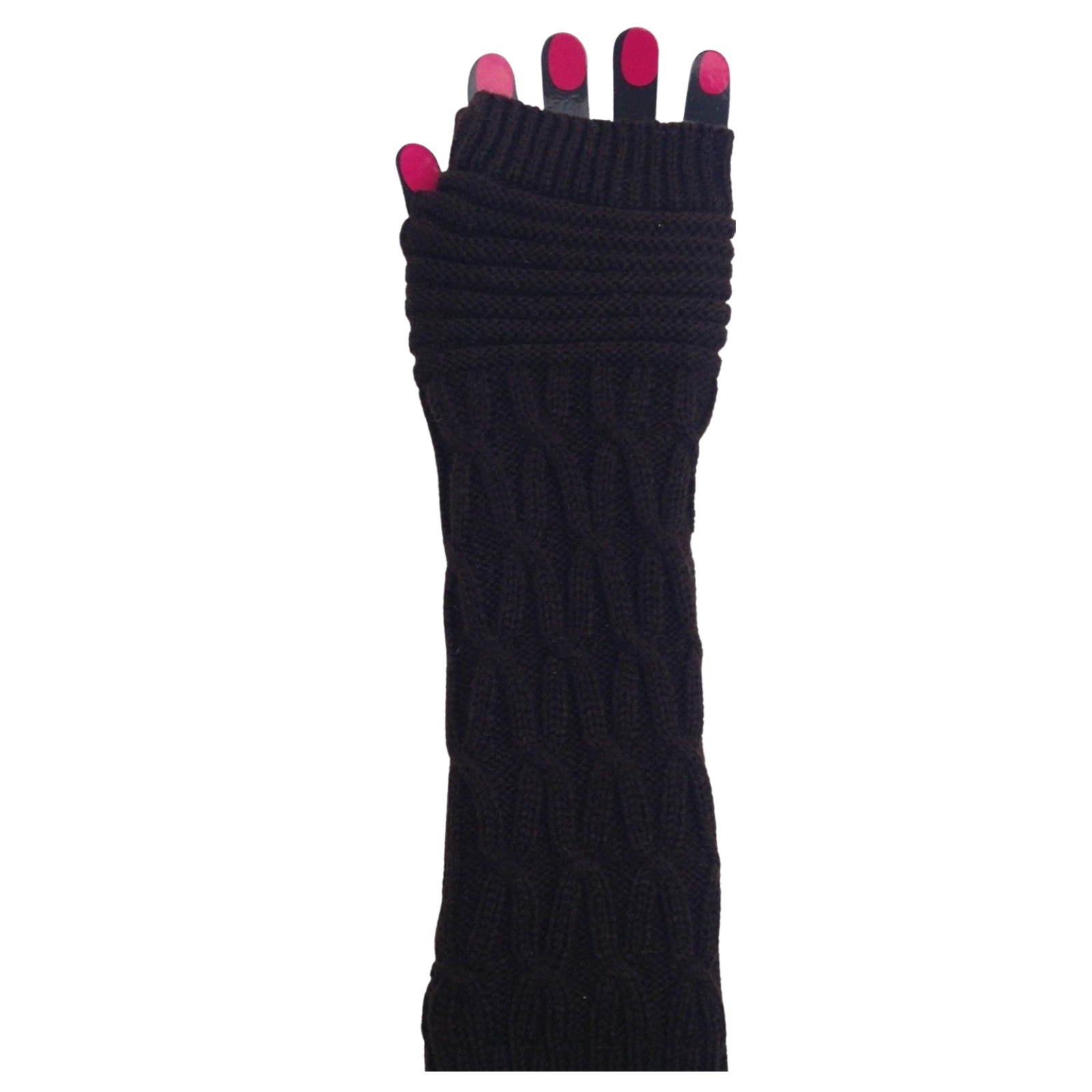 1 Pair Womens Arm Warmers Fingerless Gloves Knitted Long Winter - Assorted-4