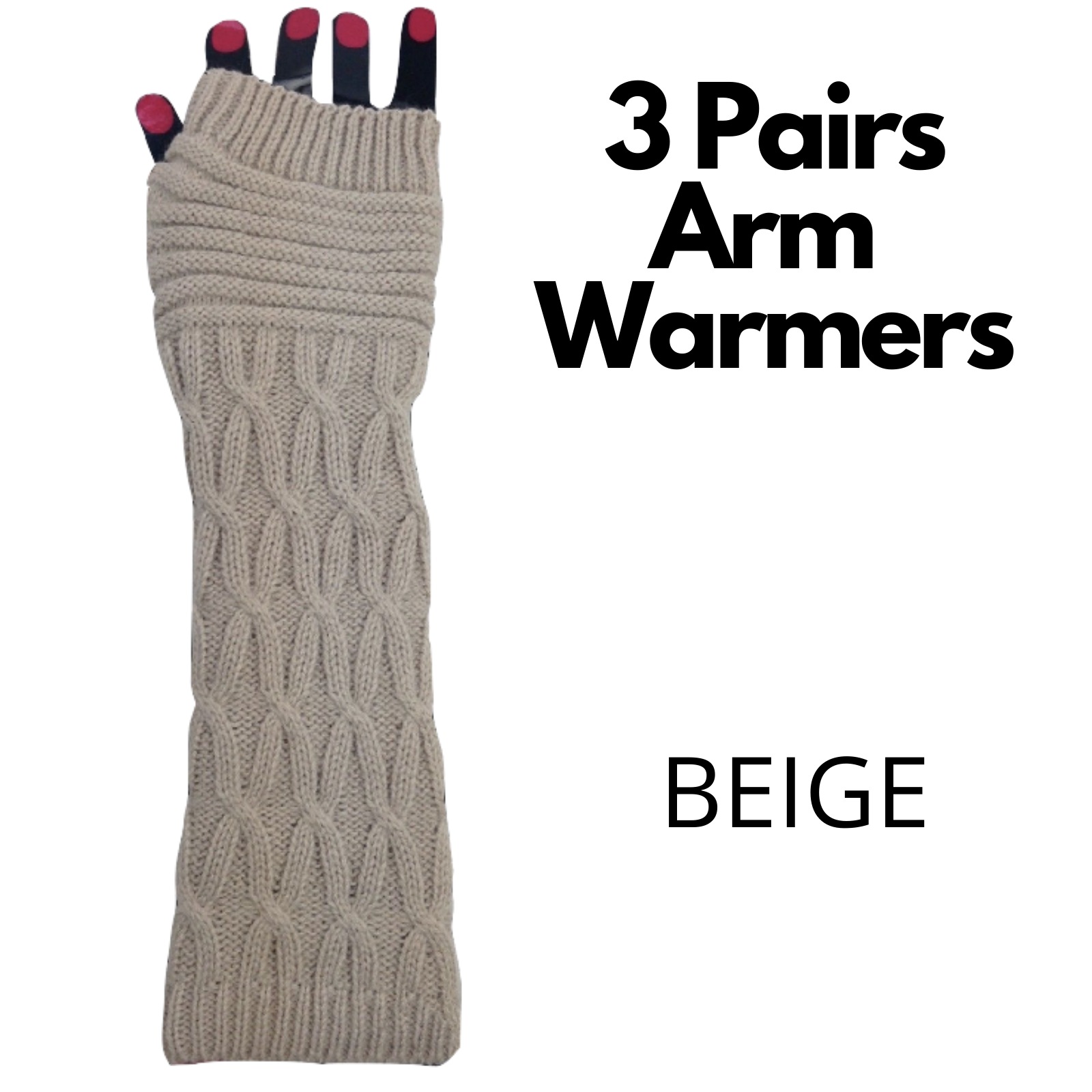 3x Set Arm Warmers Knitted Long Fingerless Gloves Winter Mitten Womens Cover New-2